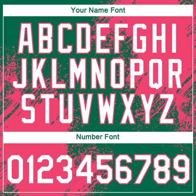 Custom Kelly Green White-Neon Pink 3D Pattern Design Abstract Brush Stroke Performance T-Shirt