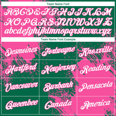 Custom Kelly Green White-Pink 3D Pattern Design Abstract Brush Stroke Performance T-Shirt