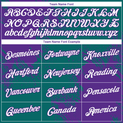 Custom Teal White-Purple 3D Pattern Design Abstract Brush Stroke Performance T-Shirt