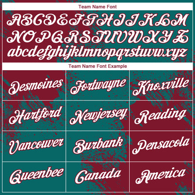 Custom Teal White-Crimson 3D Pattern Design Abstract Brush Stroke Performance T-Shirt