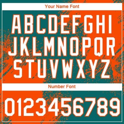 Custom Teal White-Orange 3D Pattern Design Abstract Brush Stroke Performance T-Shirt