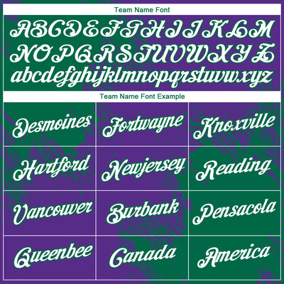 Custom Purple White-Kelly Green 3D Pattern Design Abstract Brush Stroke Performance T-Shirt