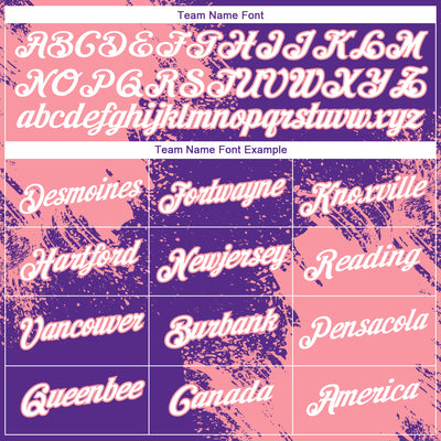 Custom Purple White-Medium Pink 3D Pattern Design Abstract Brush Stroke Performance T-Shirt