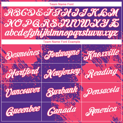 Custom Purple White-Neon Pink 3D Pattern Design Abstract Brush Stroke Performance T-Shirt