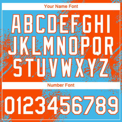 Custom Sky Blue White-Orange 3D Pattern Design Abstract Brush Stroke Performance T-Shirt