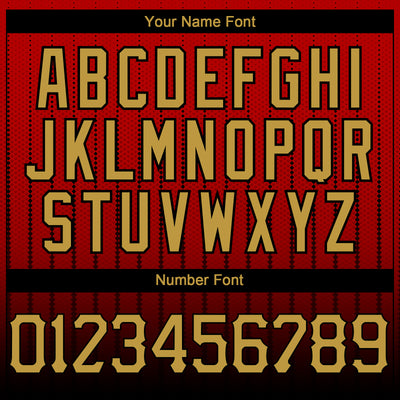 Custom Red Old Gold-Black 3D Pattern Design Gradient Geometric Shape Authentic Baseball Jersey