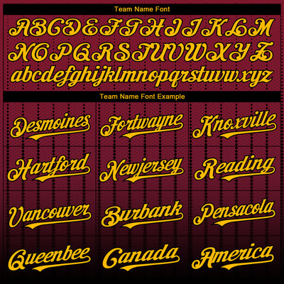 Custom Crimson Gold-Black 3D Pattern Design Gradient Geometric Shape Authentic Baseball Jersey