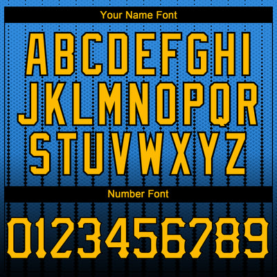 Custom Electric Blue Gold-Black 3D Pattern Design Gradient Geometric Shape Authentic Baseball Jersey