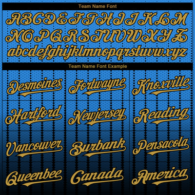 Custom Electric Blue Old Gold-Black 3D Pattern Design Gradient Geometric Shape Authentic Baseball Jersey