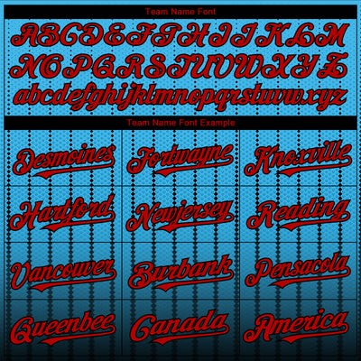 Custom Sky Blue Red-Black 3D Pattern Design Gradient Geometric Shape Authentic Baseball Jersey