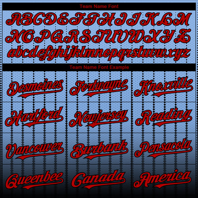 Custom Light Blue Red-Black 3D Pattern Design Gradient Geometric Shape Authentic Baseball Jersey