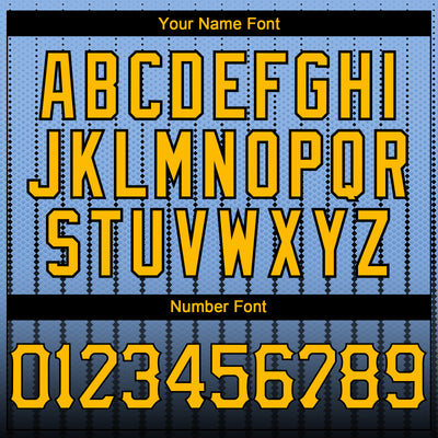 Custom Light Blue Gold-Black 3D Pattern Design Gradient Geometric Shape Authentic Baseball Jersey