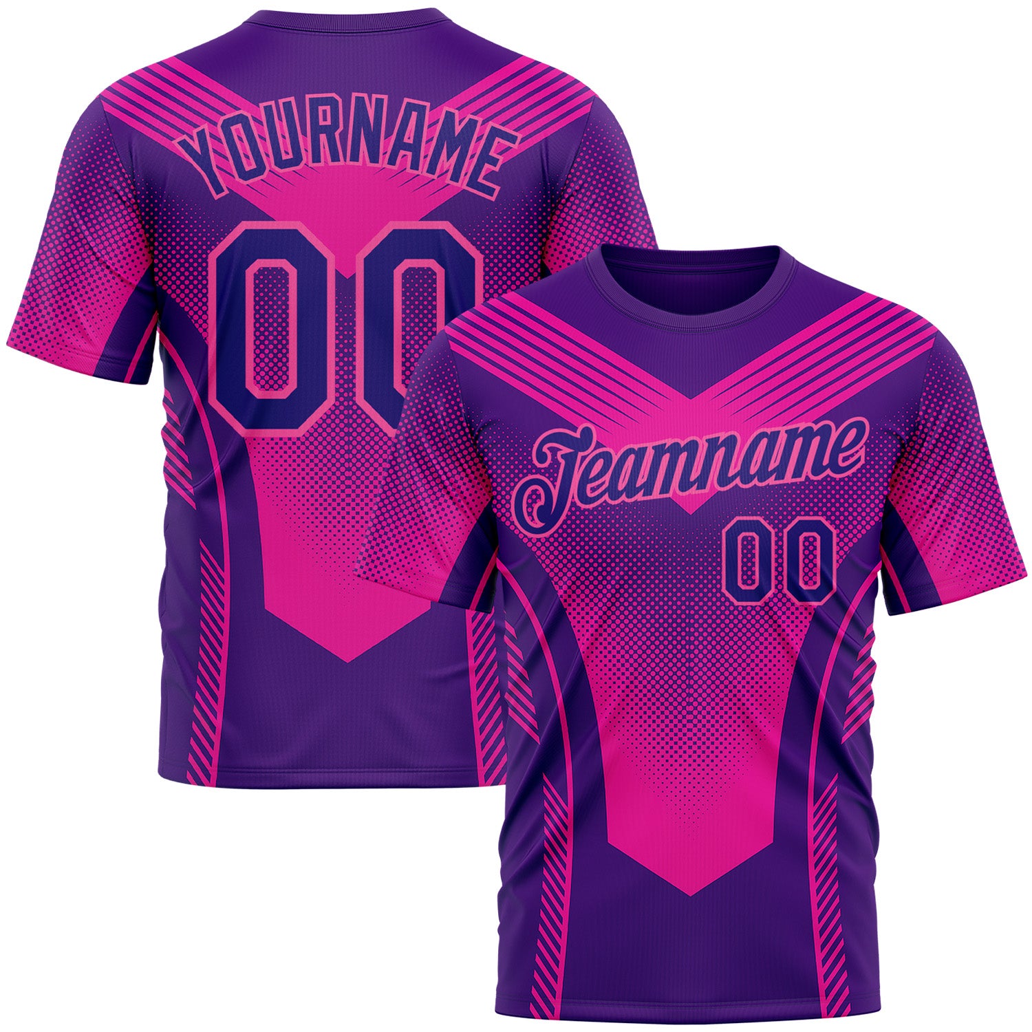 Custom Dark Purple Pink 3D Pattern Design Gradient Neon Sportswear Performance T-Shirt