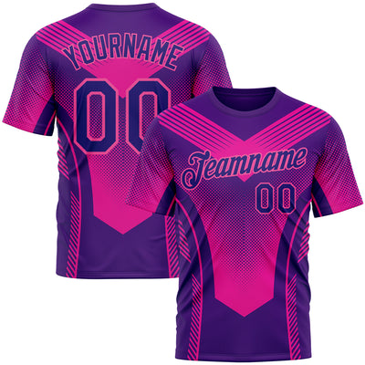Custom Dark Purple Pink 3D Pattern Design Gradient Neon Sportswear Performance T-Shirt