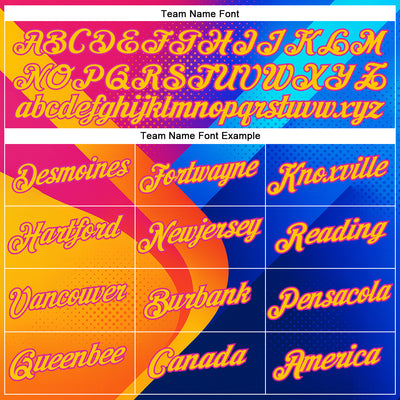 Custom Deep Pink Yellow-Blue 3D Pattern Design Neon Chromatic Sportswear Performance T-Shirt