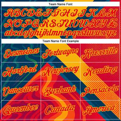 Custom Yellow Fire Red-Blue 3D Pattern Design Spain Marble Sportswear Performance T-Shirt
