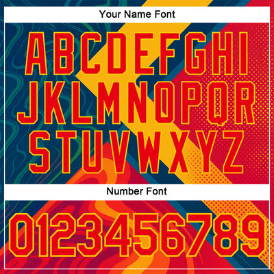 Custom Yellow Fire Red-Blue 3D Pattern Design Spain Marble Sportswear Performance T-Shirt