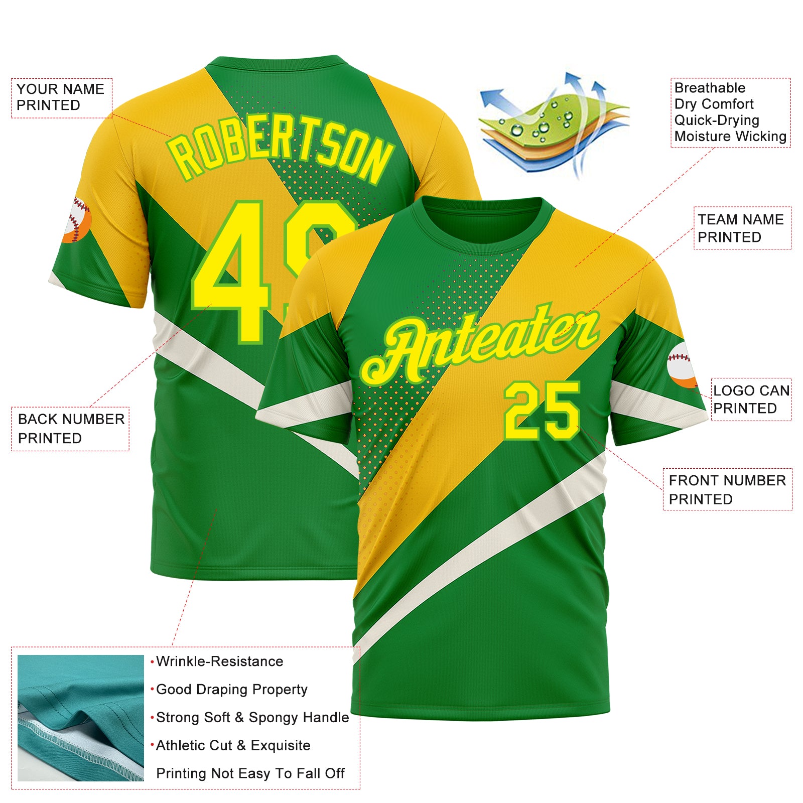 Custom Green Light Yellow Aurora Green-Yellow 3D Pattern Design Brazil Sportswear Performance T-Shirt