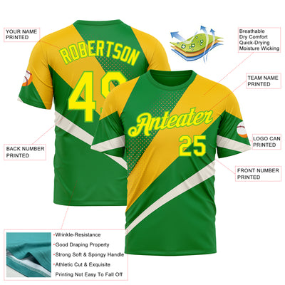 Custom Green Light Yellow Aurora Green-Yellow 3D Pattern Design Brazil Sportswear Performance T-Shirt