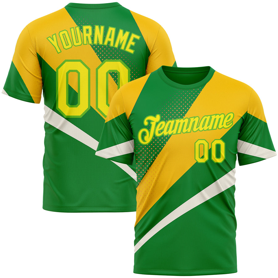 Custom Green Light Yellow Aurora Green-Yellow 3D Pattern Design Brazil Sportswear Performance T-Shirt
