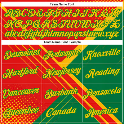 Custom Red Yellow-Grass Green 3D Pattern Design Mexico Brazil Sportswear Performance T-Shirt