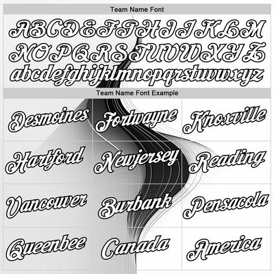 Custom White Black 3D Pattern Design Monochrome Curve Line Sportswear Performance T-Shirt