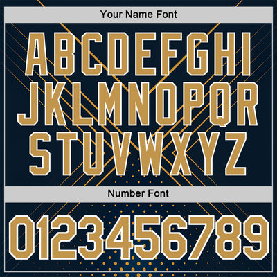 Custom Navy Old Gold-White 3D Pattern Design Geometric Shape Sportswear Performance T-Shirt