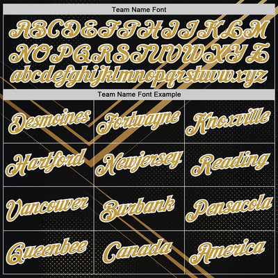 Custom Black Old Gold-White 3D Pattern Design Geometric Shape Sportswear Performance T-Shirt