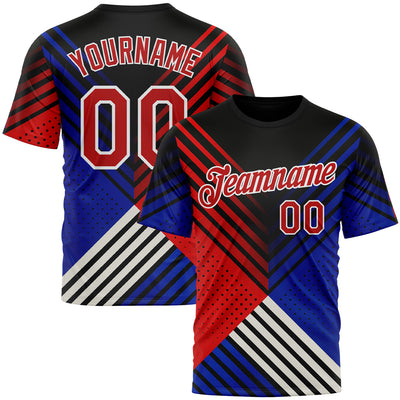 Custom Black Red Blue-White 3D Pattern Design USA Inspired America Sportswear Performance T-Shirt