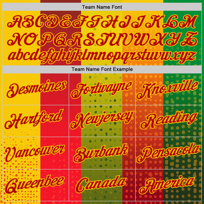 Custom Red Green-Yellow 3D Pattern Design Gradient Spain Sportswear Performance T-Shirt