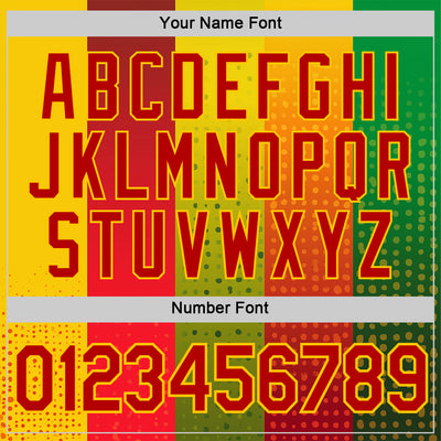 Custom Red Green-Yellow 3D Pattern Design Gradient Spain Sportswear Performance T-Shirt