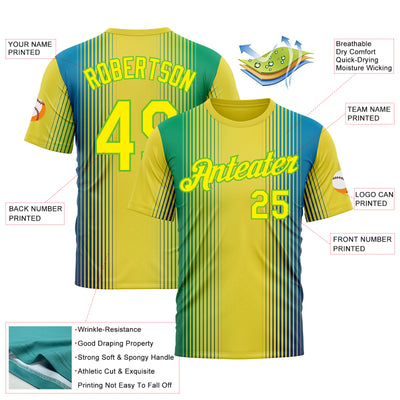 Custom Yellow Light Yellow-Aurora Green 3D Pattern Design Gradient Brazil Africa Sportswear Performance T-Shirt