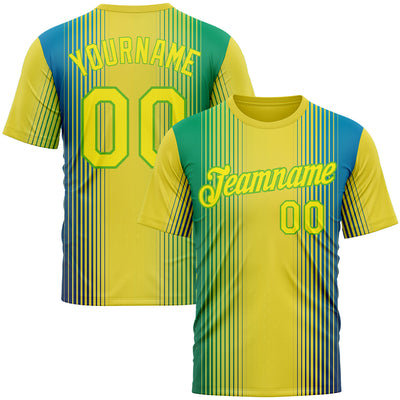 Custom Yellow Light Yellow-Aurora Green 3D Pattern Design Gradient Brazil Africa Sportswear Performance T-Shirt
