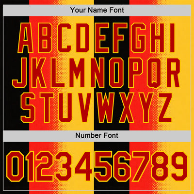 Custom Yellow Red-Black 3D Pattern Design Germany Sportswear Performance T-Shirt