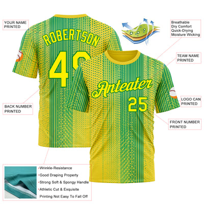 Custom Yellow Light Yellow-Grass Green 3D Pattern Design Brazil Africa Sportswear Performance T-Shirt