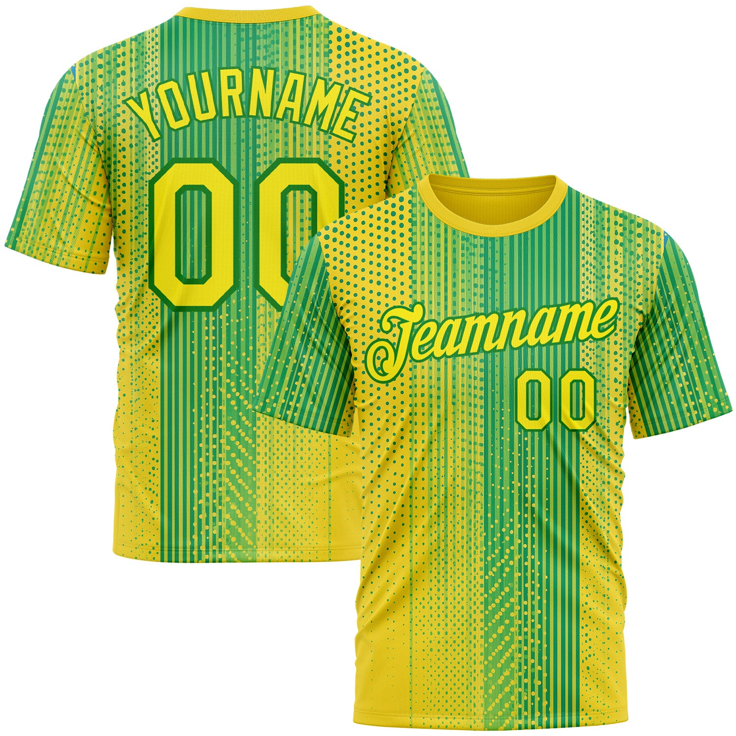 Custom Yellow Light Yellow-Grass Green 3D Pattern Design Brazil Africa Sportswear Performance T-Shirt