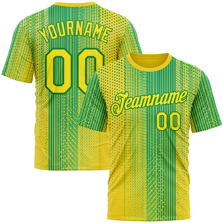 Custom Yellow Light Yellow-Grass Green 3D Pattern Design Brazil Africa Sportswear Performance T-Shirt