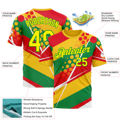 Custom Yellow Light Yellow Red-Grass Green 3D Pattern Design Africa Sportswear Performance T-Shirt