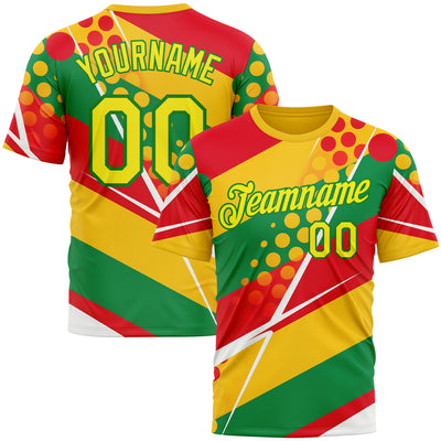 Custom Yellow Light Yellow Red-Grass Green 3D Pattern Design Africa Sportswear Performance T-Shirt