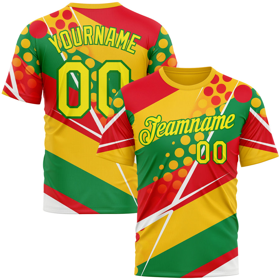 Custom Yellow Light Yellow Red-Grass Green 3D Pattern Design Africa Sportswear Performance T-Shirt