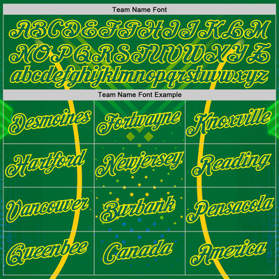 Custom Green Kelly Green-Light Yellow 3D Pattern Design Brazil Jamaica Sportswear Performance T-Shirt