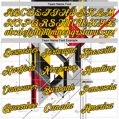 Custom White Yellow Red Black-Gray 3D Pattern Design Germany Geometric Shape Sportswear Performance T-Shirt