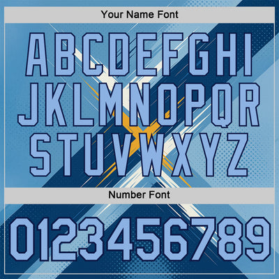 Custom Blue Light Blue-Navy 3D Pattern Design Geometric Shape Sportswear Performance T-Shirt