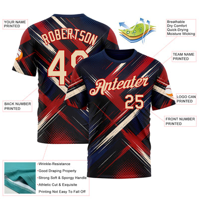 Custom Blue City Cream-Red 3D Pattern Design Germany Sportswear Performance T-Shirt