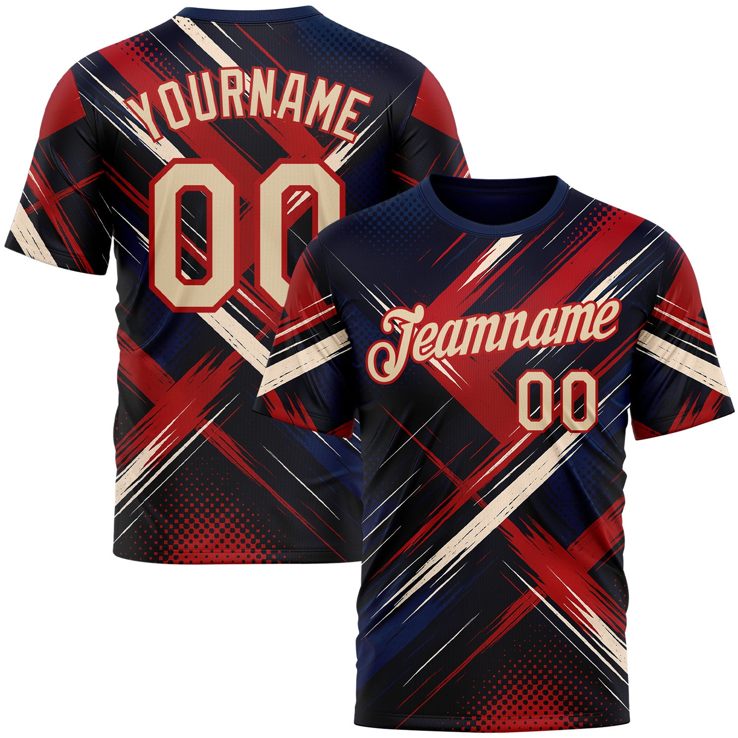 Custom Blue City Cream-Red 3D Pattern Design Germany Sportswear Performance T-Shirt