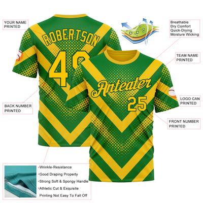 Custom Green Yellow 3D Pattern Design Brazil Africa Sportswear Performance T-Shirt