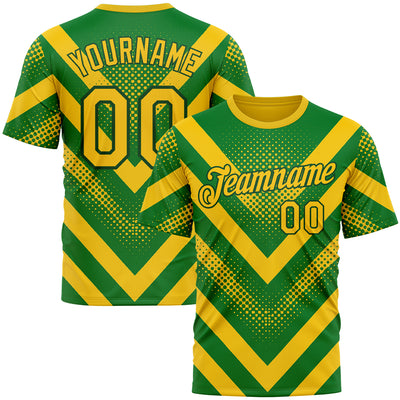 Custom Green Yellow 3D Pattern Design Brazil Africa Sportswear Performance T-Shirt