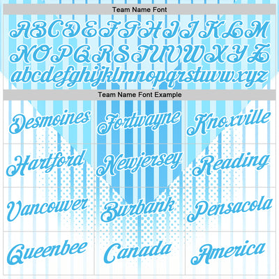 Custom Blue Sky Blue-White 3D Pattern Design Argentina Stripe Sportswear Performance T-Shirt