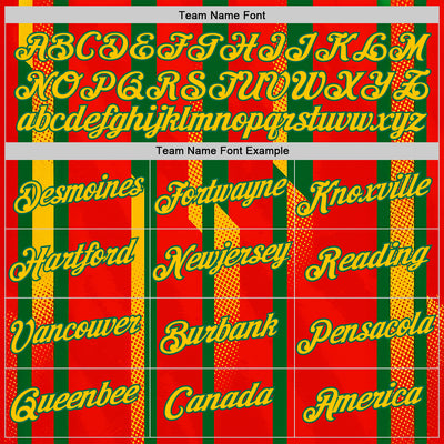 Custom Red Yellow-Kelly Green 3D Pattern Design Mexico Africa Sportswear Performance T-Shirt