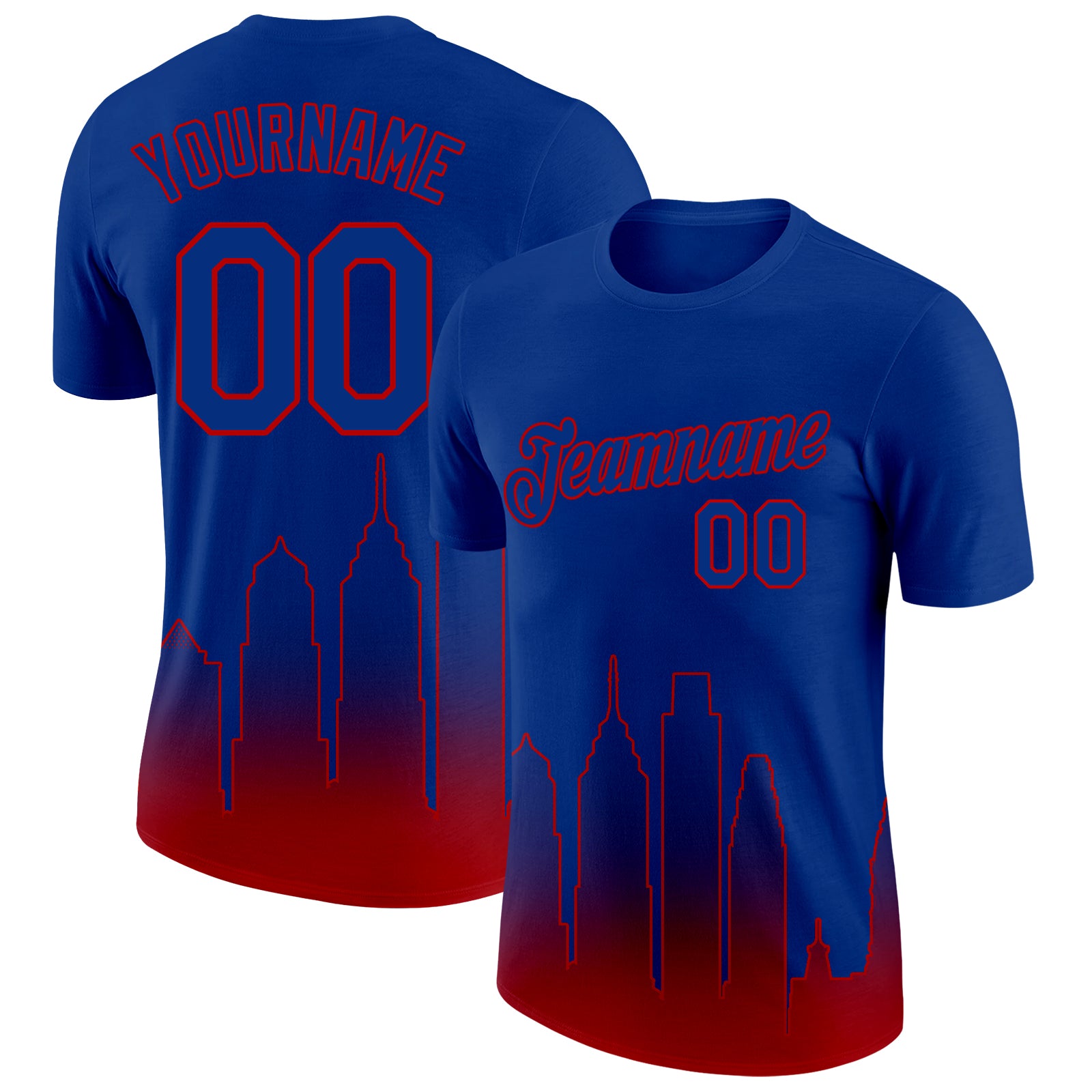 Custom Royal Red 3D Philadelphia City Edition Fade Fashion Performance T-Shirt